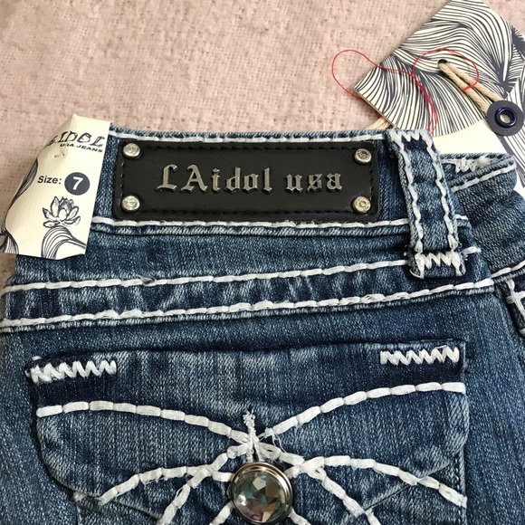 NEW L A IDOL RHINESTONE DENIM BLING JEANS - Picture 4 of 7